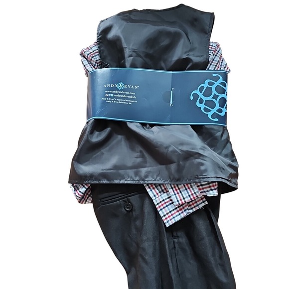 Andy & Evan Boys Formal 4-Piece Suit Vest,Tie,Shirt & Pants(BLACK,7) NWT #446 - Picture 3 of 4